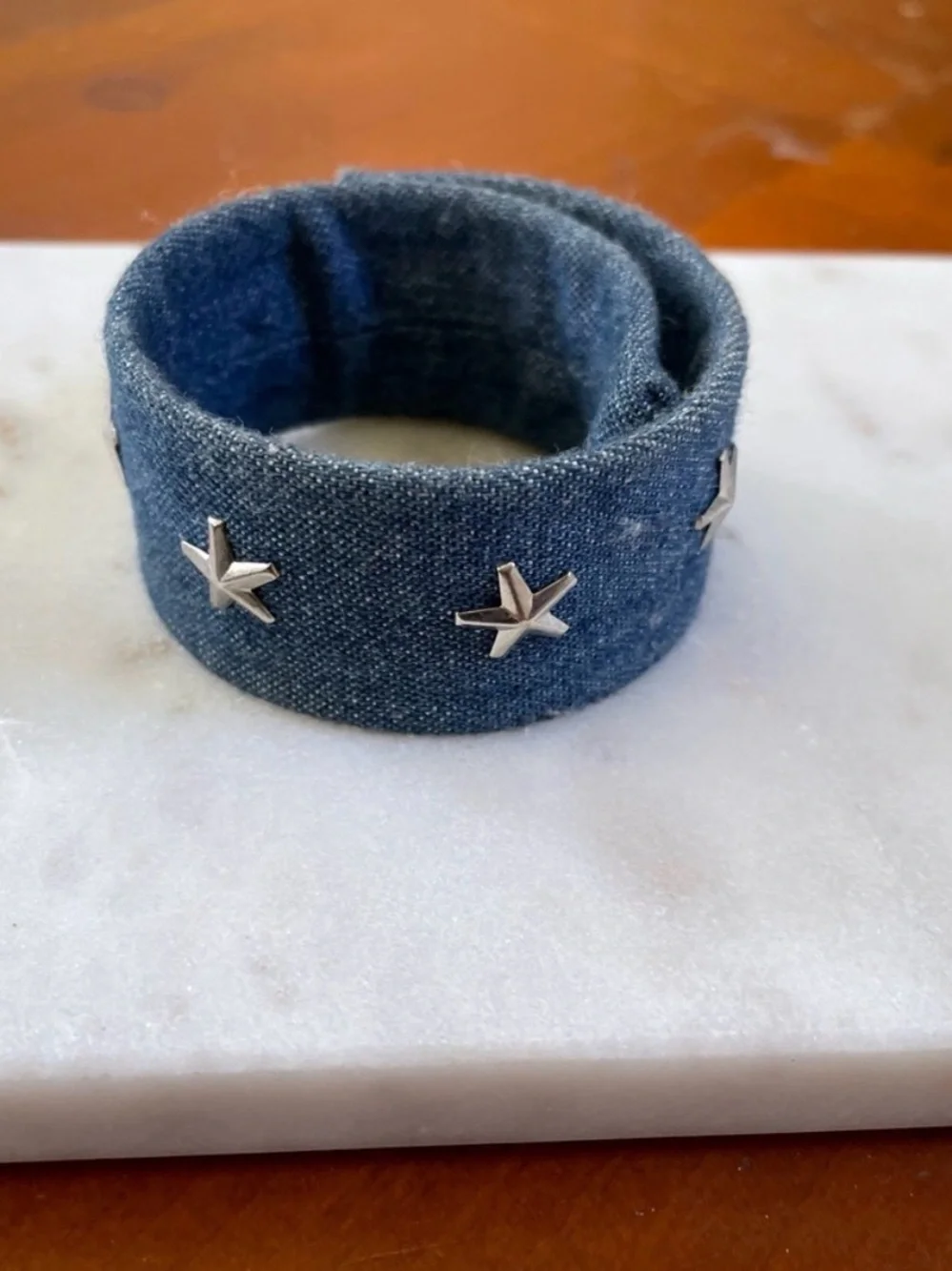 Denim Star Stud Wide Snap Cuff Bracelet